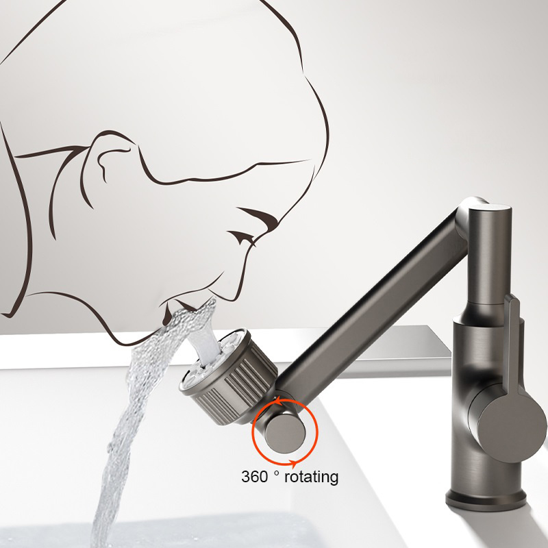 bathroom faucet stainless steel 360 universal rotating robot arm bathroom sink faucet