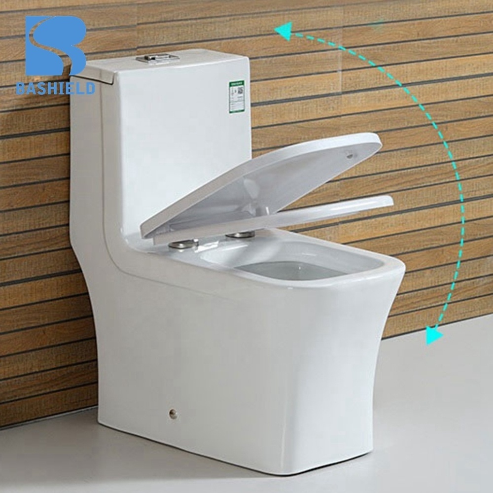 Strong Power Flush Toilet Ceramic Square Washdown One Piece Toilets For Bathroom