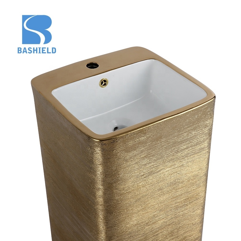 Modern Novel Design Porcelain Artistic Gold Plated Wash Basin