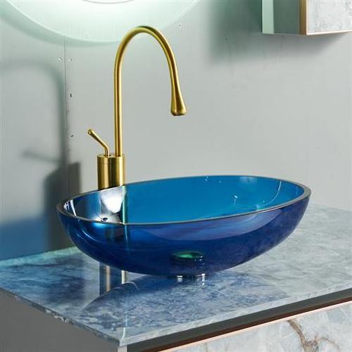 Wholesale Crystal Colorful Art Hand Wash Countertop Bathroom Sink Tempering Glass Basin