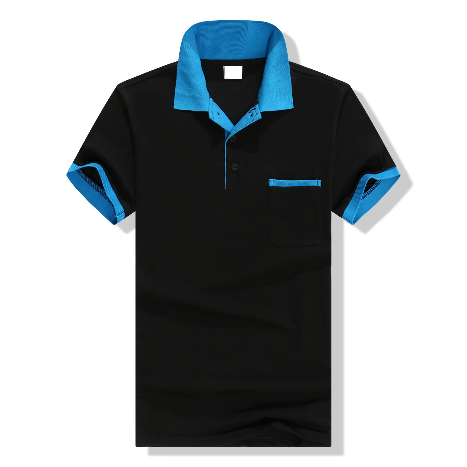 Custom Logo Office Work Uniform Design Unisex Black Polo Shirt Contrast Red Collar