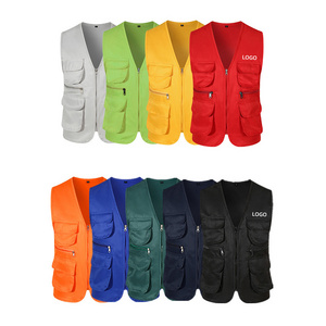 Red Vests For Adults Orange Hunting Casual Color Combination Vest Multi-Pockets Colorful Men Blaze Orange Hunting Vest