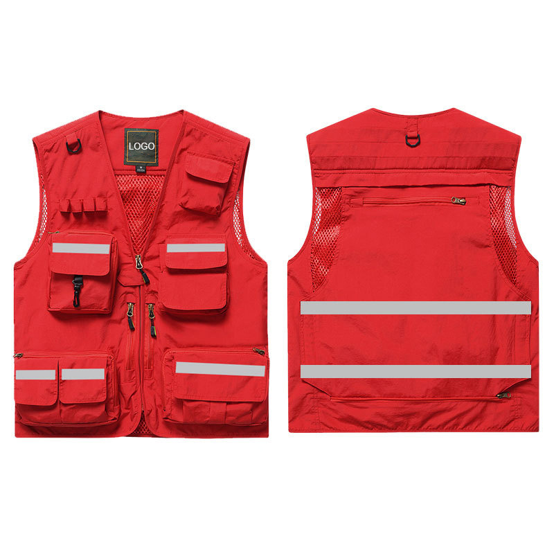 Vestes Pour Hommes Classique Vest Cargo Mens Volunteer Red Tactical Black Reflective Vest