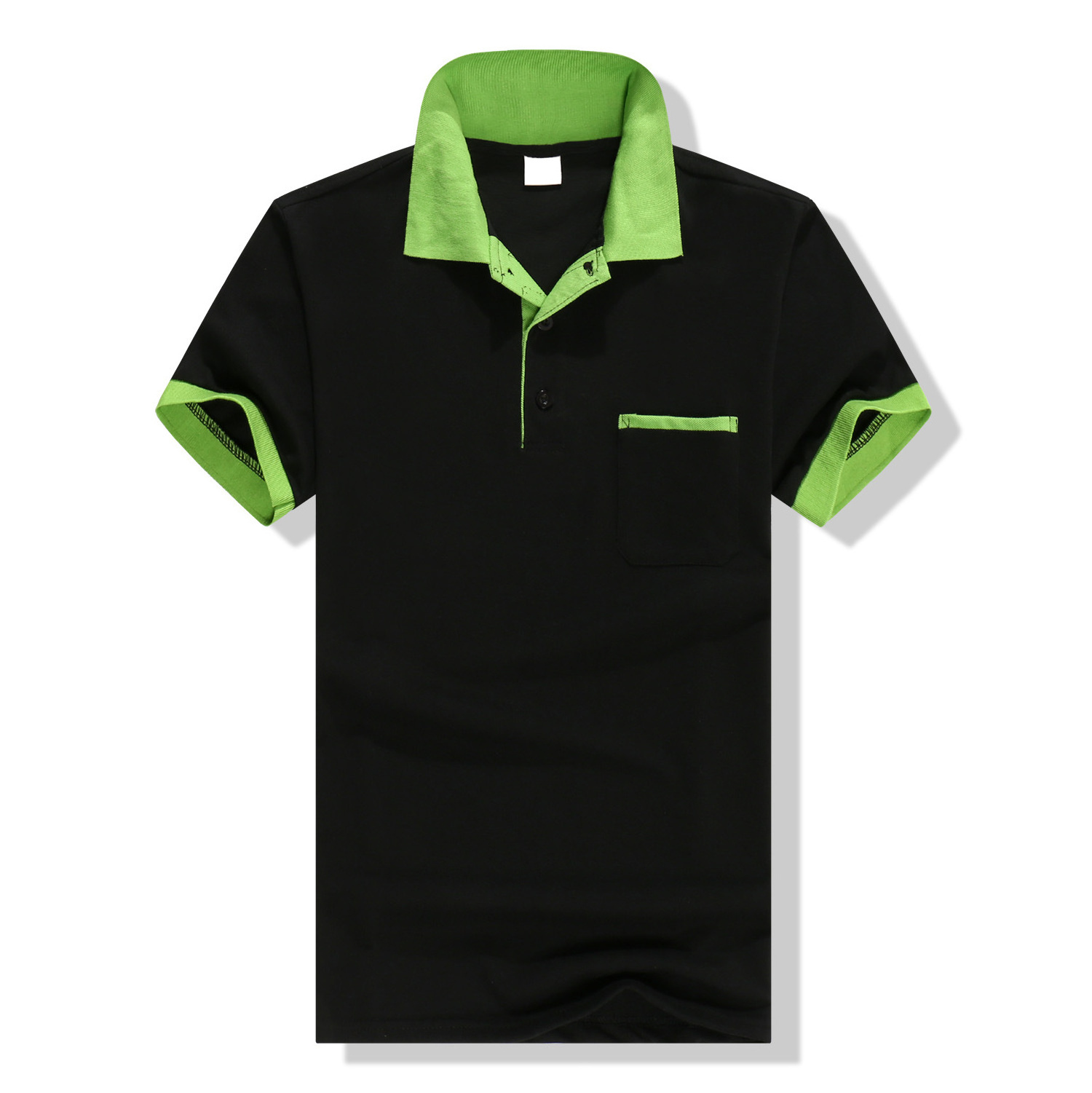 Custom Logo Office Work Uniform Design Unisex Black Polo Shirt Contrast Red Collar