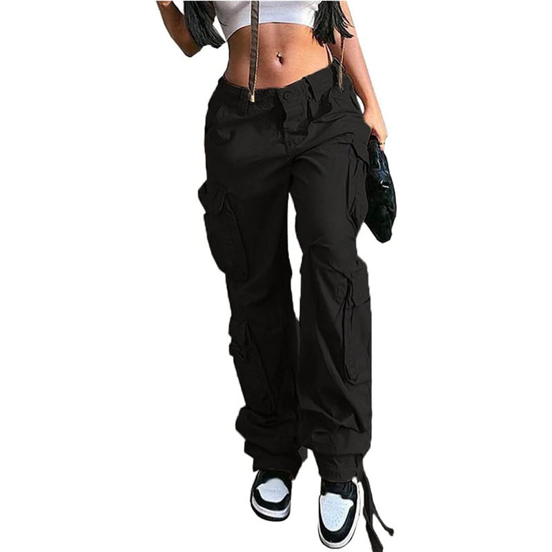 cut and sew y2k blank multi pocket female women's white black custom women ladies cargo pants for women mujer high quality