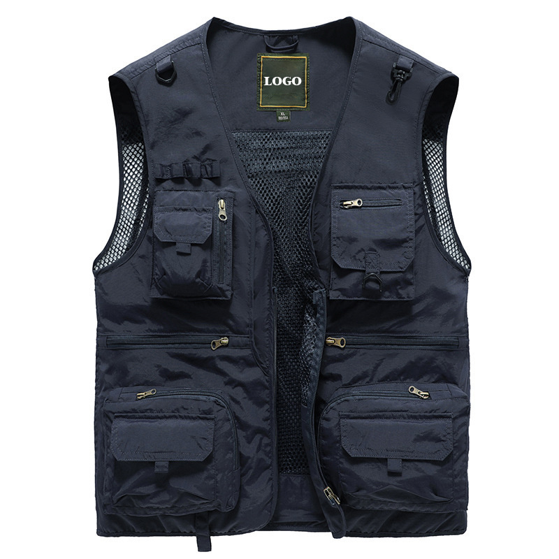 Handmade Summer Heavy Duty Fishing Navy Blue Work Volunteer Utility Work Multi Pocket Vest