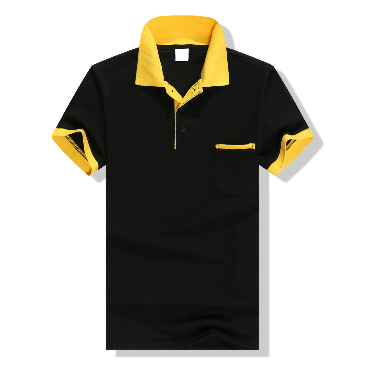 Custom Logo Office Work Uniform Design Unisex Black Polo Shirt Contrast Red Collar