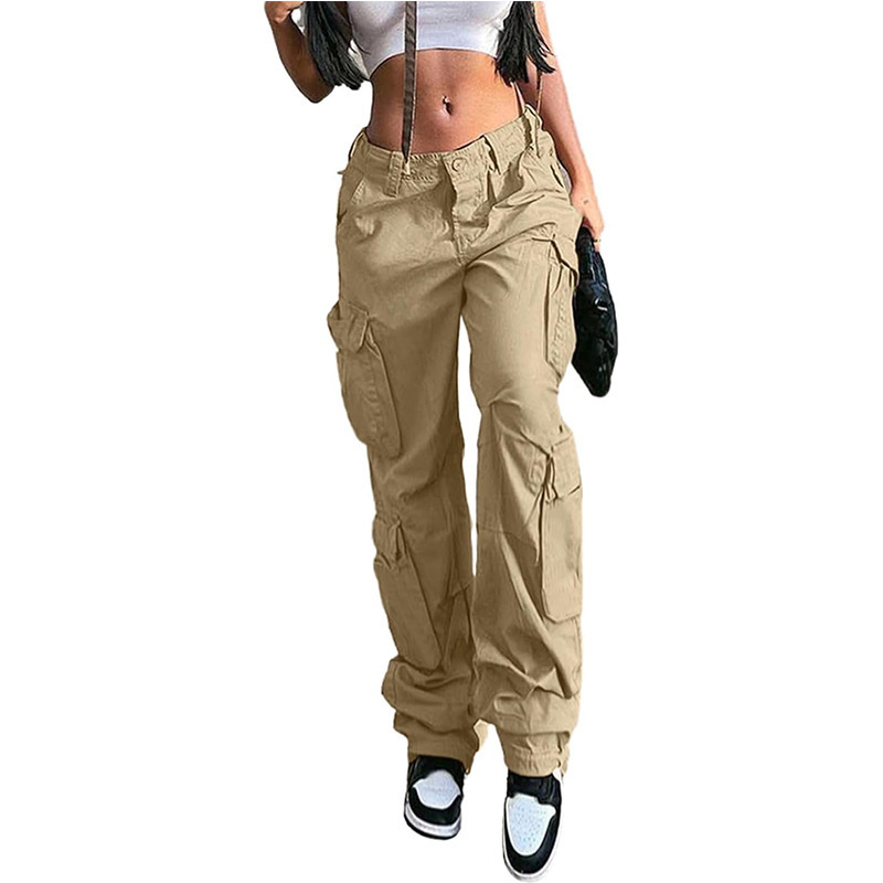 cut and sew y2k blank multi pocket female women's white black custom women ladies cargo pants for women mujer high quality