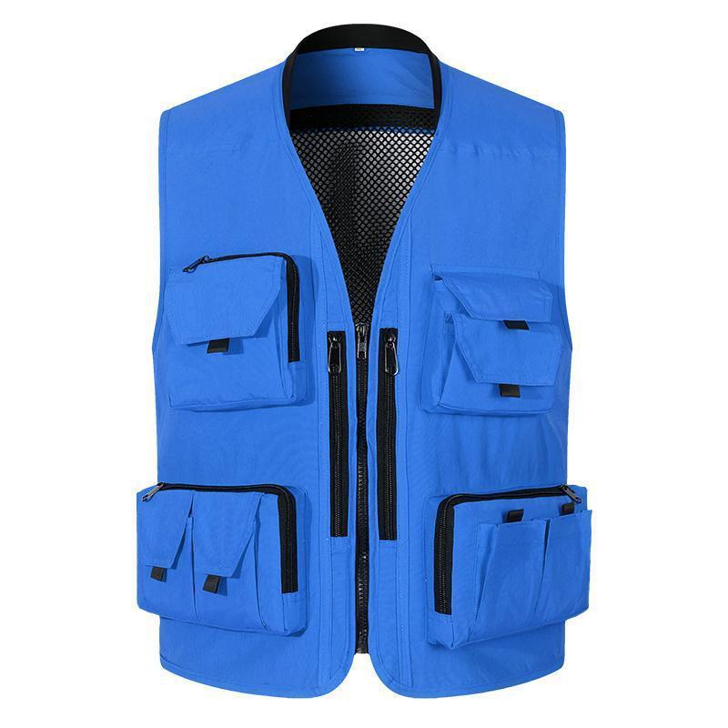 Hommes Veste De Travail Carpenter Work Tool Vests With Pockets Top Men Blue Tactical Vest