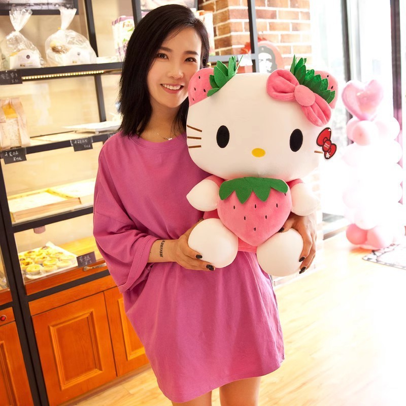 New Arrival Pink Helloed a Kitty Plush Strawberry Kitty Plush Toys Stuffed Animal