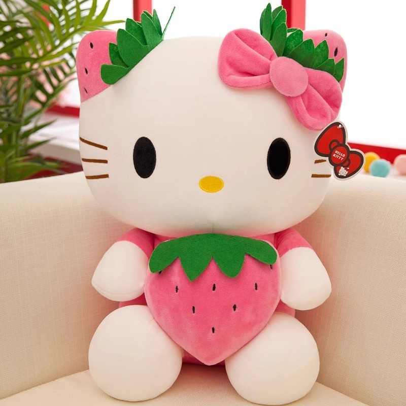 New Arrival Pink Helloed a Kitty Plush Strawberry Kitty Plush Toys Stuffed Animal