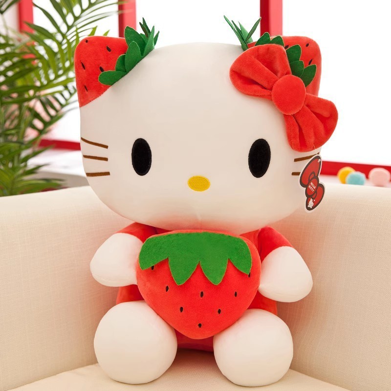 New Arrival Pink Helloed a Kitty Plush Strawberry Kitty Plush Toys Stuffed Animal