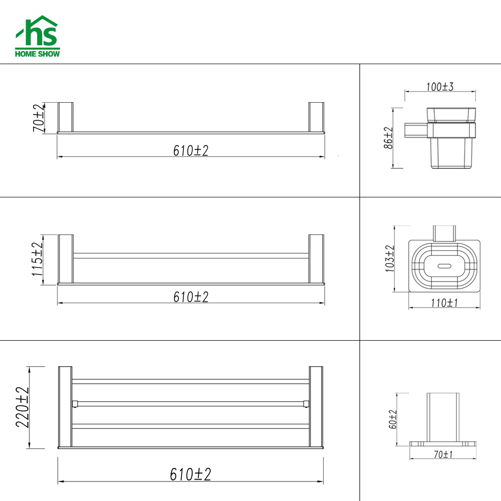 High Quality 304 Stainless Steel Bathroom Accessories Set Matte Black Factory Modern for Hotel Brushed Bathroom Hardware