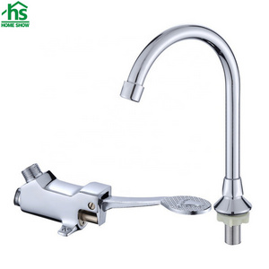 Polished Chrome Foot Control Faucet for Basin Brass Material  Water Tap Sink Faucet Foot Operated Basin Faucet