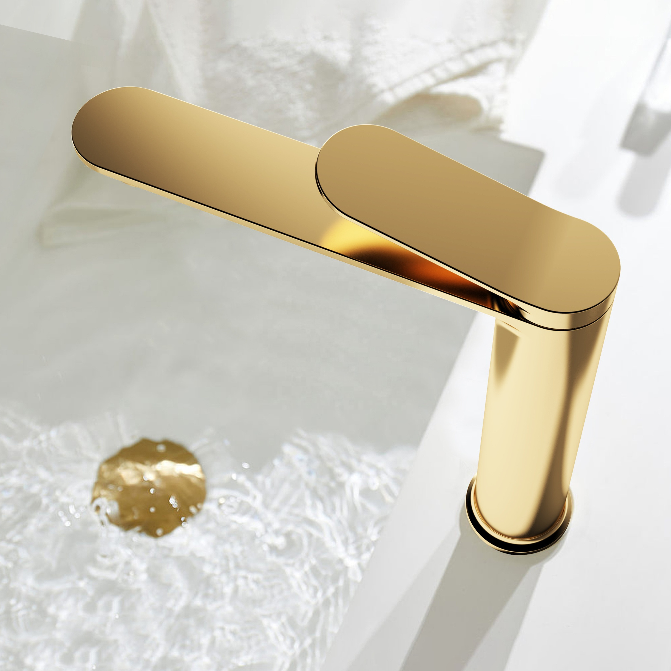 Best Selling Economic Brass Material Cold Hot Mixer Tap Gold Deck Mount Bathroom Basin Faucet