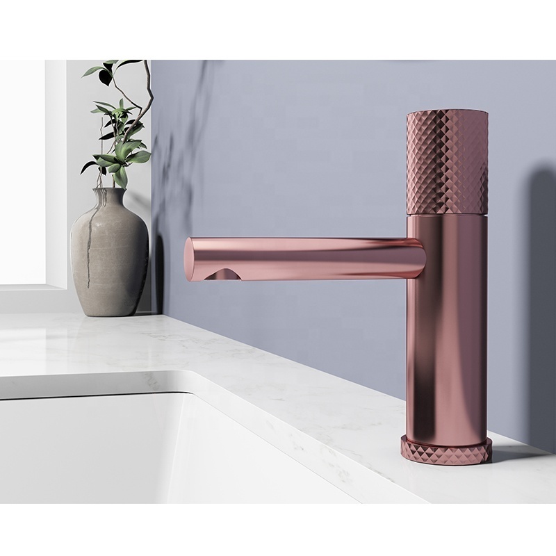 Professional Top-Italy Design Brushed Bronze Luxury Knurled Taps Luxury Hote Brass Deck Mounted Basin Faucets For Bathroom