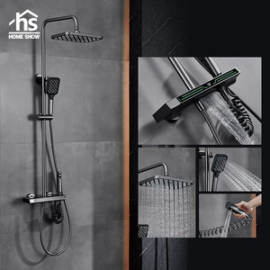 Homeshow Digital Display Shower System Bathroom 4 gear Thermostatic shower set Rainfall Shower kits