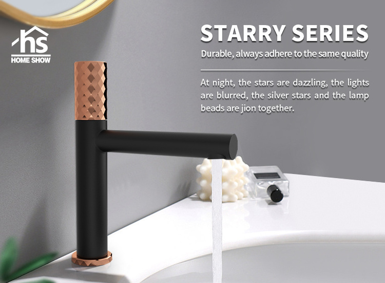 Waterfall Cold and Hot Water Mixer Bathroom Sink Mixer Brass Black Rose Gold Basin Tap Modern Contemporary Ceramic Basin Faucets