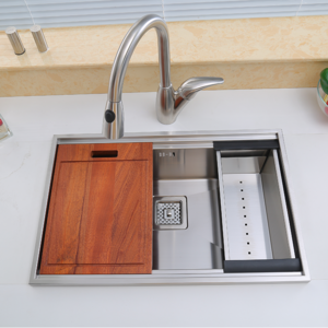 Smart Waterfall Kitchen Sink 304 Stainless Steel Sink Large Single Slot Sink With Waterfall Faucet