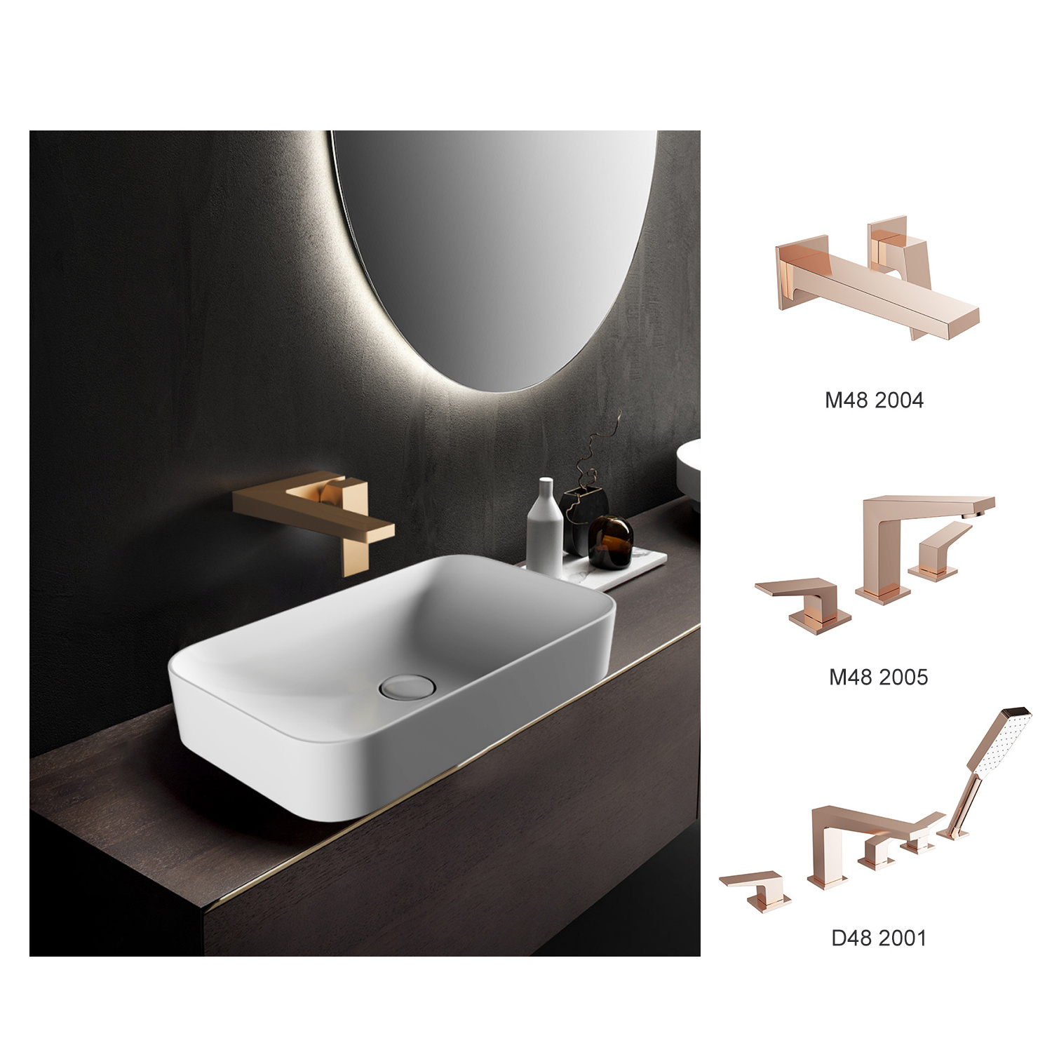 Rose Gold Hot Cold Water Mixer In wall basin mixer Lavatory Basin Sink Mixing antique style brass wall mounted bathroom Faucet