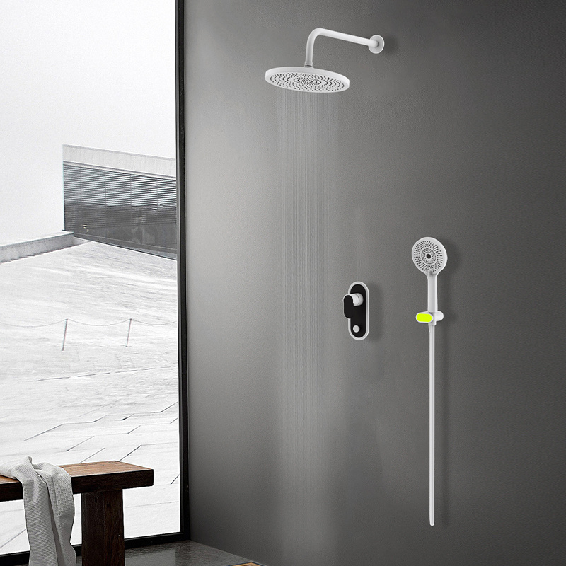 rain shower head set in wall hidden shower set bathroom system brass round mixing diverter valve concealed shower faucet