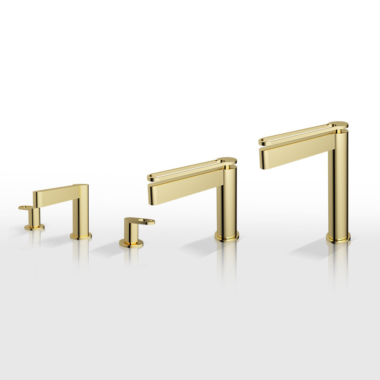 European design hot and cold smart luxury brass brushed gold tap washbasin mixer faucet bathroom basin faucet for full bathroom