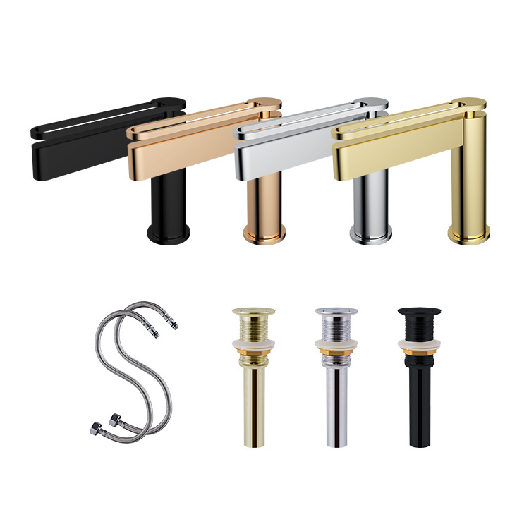 European design hot and cold smart luxury brass brushed gold tap washbasin mixer faucet bathroom basin faucet for full bathroom