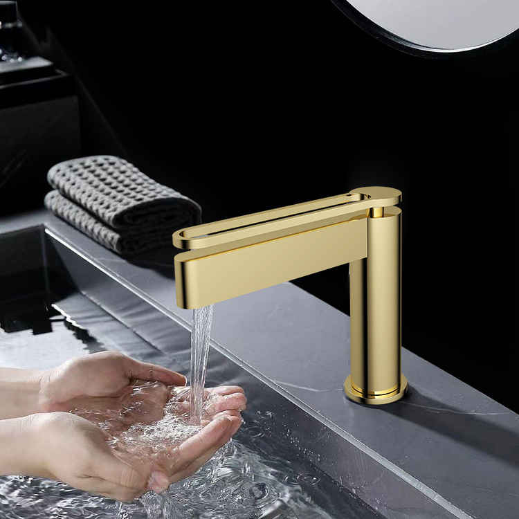 European design hot and cold smart luxury brass brushed gold tap washbasin mixer faucet bathroom basin faucet for full bathroom