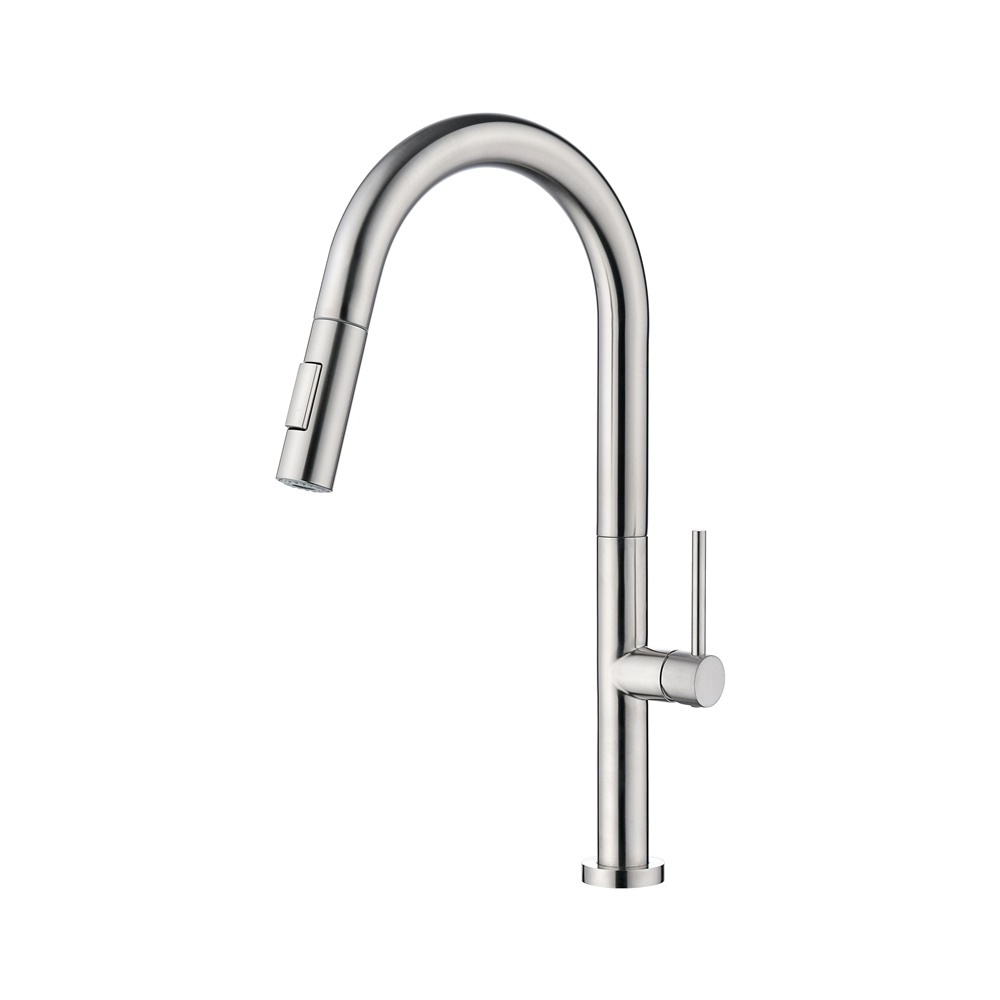 Stainless Steel Single Handle hole sink long neck taps commercial Waterfall Kitchen Mixer Faucet with pull down sprayer