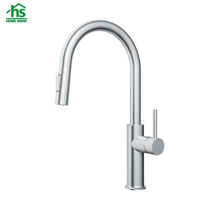 High Quality Durable SUS Material Brushed Gold Pull Down Kitchen Faucet