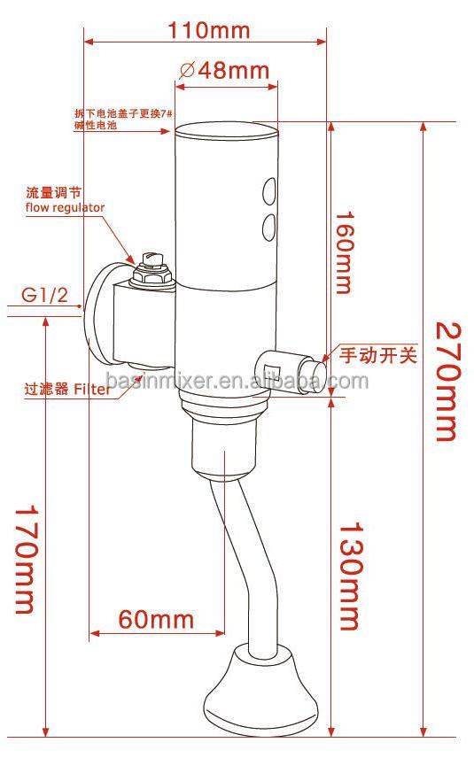 High quality recommended non-contact automatic sensor urinal flush valve