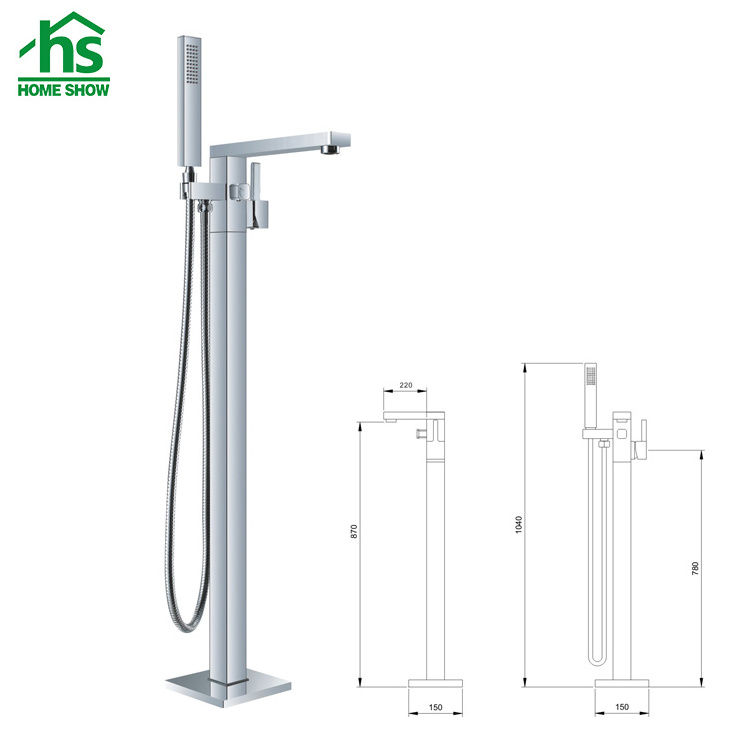 High quality brass tub freestanding mixer faucet shower faucet set standing bathtub mixer tap faucet