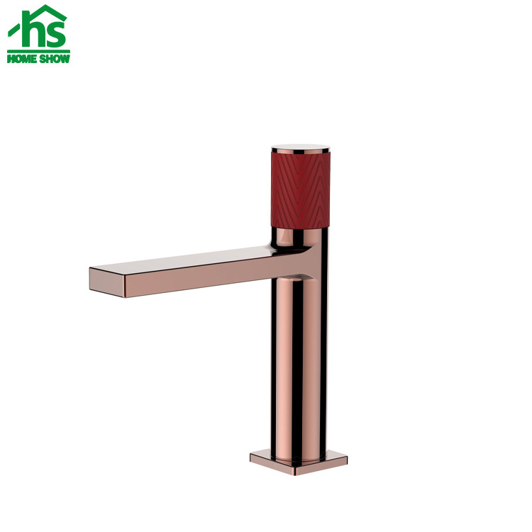 Fashion Design Factory OEM Rose Gold Single Handle Basin Mixer Faucet for Bathroom