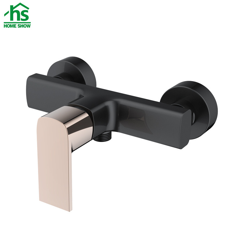 Promotion Wholesale Modern Bathroom Wall Mounted Black Gold Chrome Bath Shower Faucet