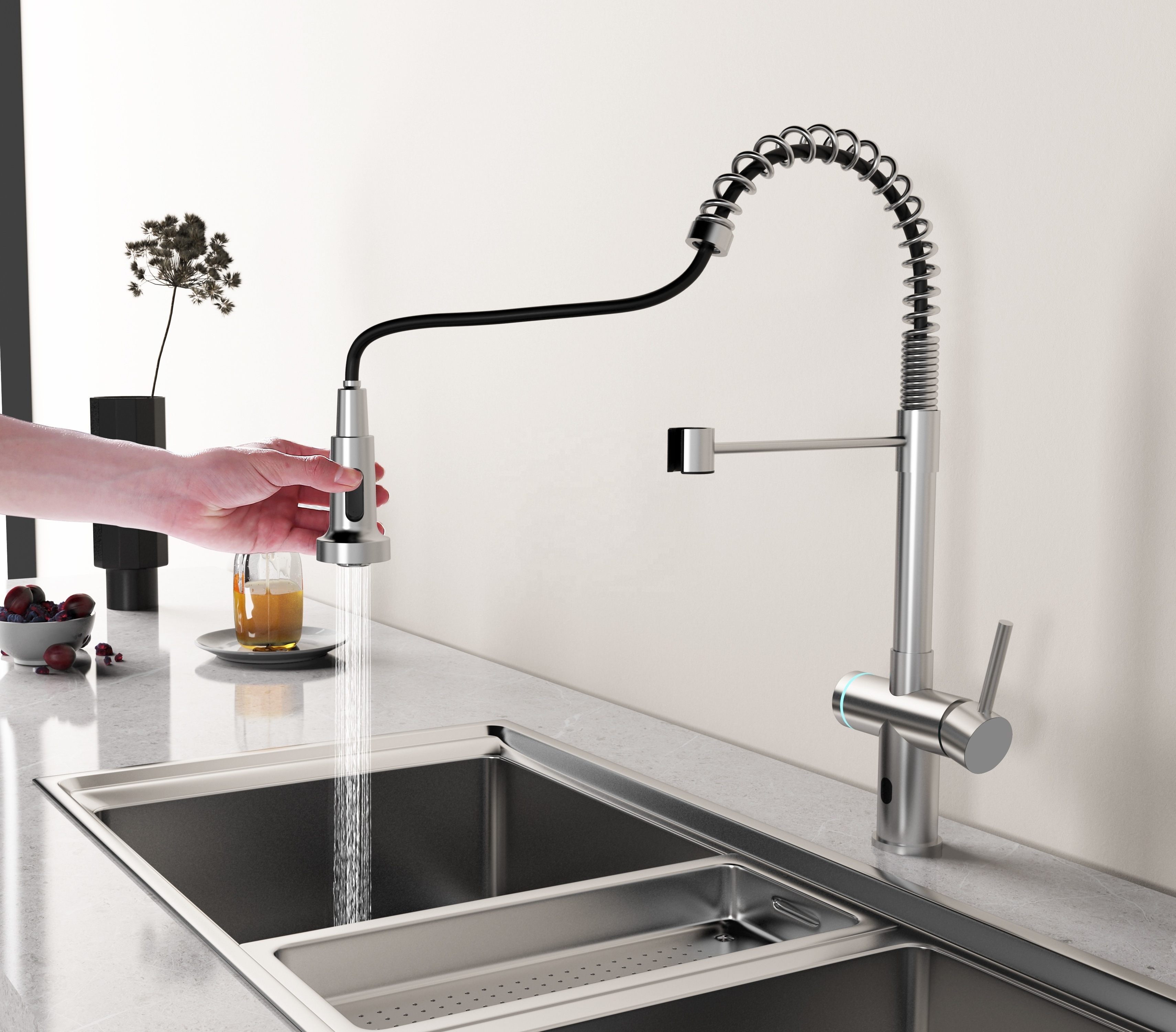 Contemporary Design Water Faucet Sus304 Stainless Steel Kitchen Faucets High Flow Mixer Tap