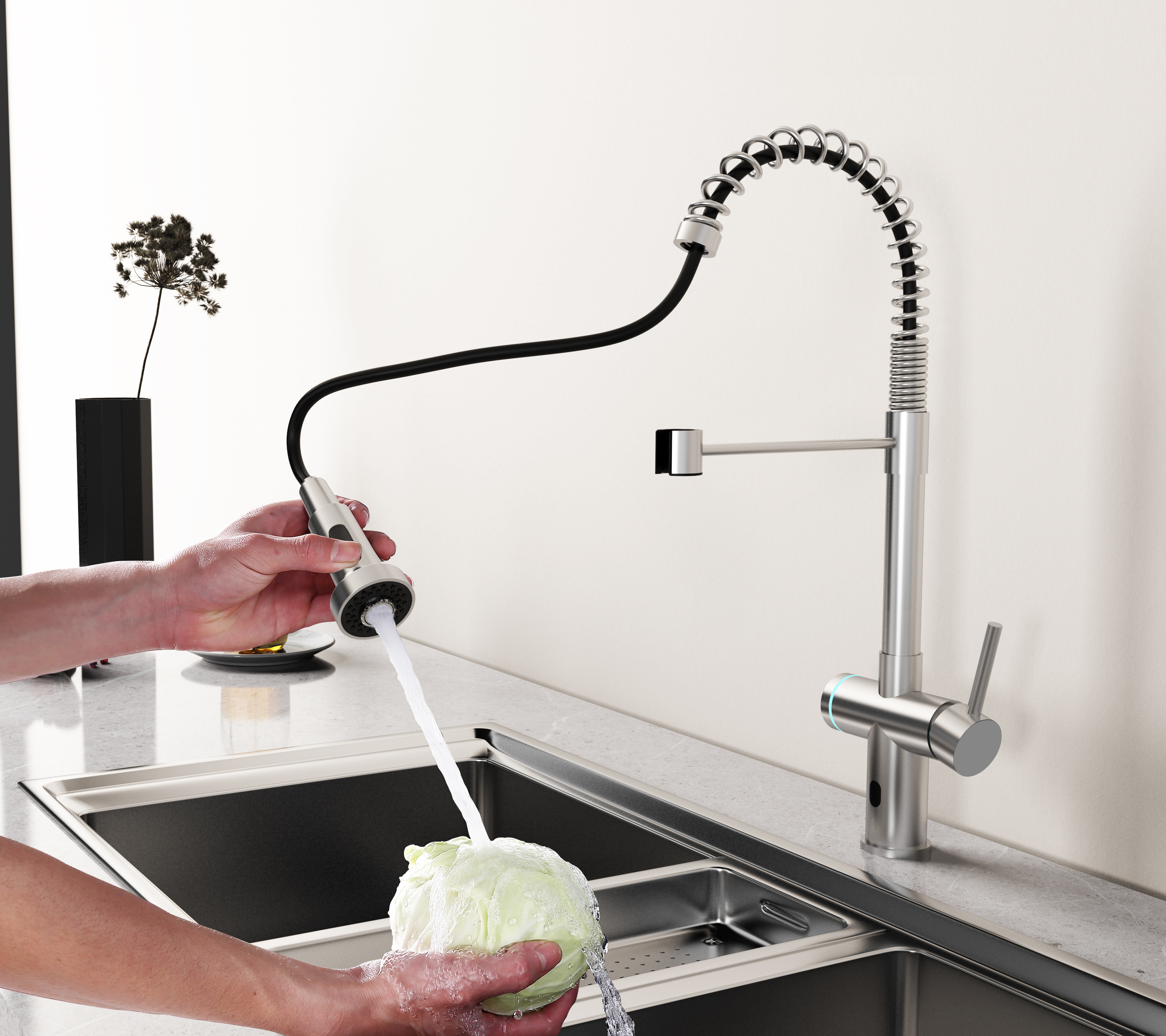 Contemporary Design Water Faucet Sus304 Stainless Steel Kitchen Faucets High Flow Mixer Tap