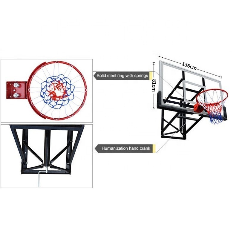 S030 Customizable Outdoor Basketball Board Adjustable Wall Mount Basketball Hoop