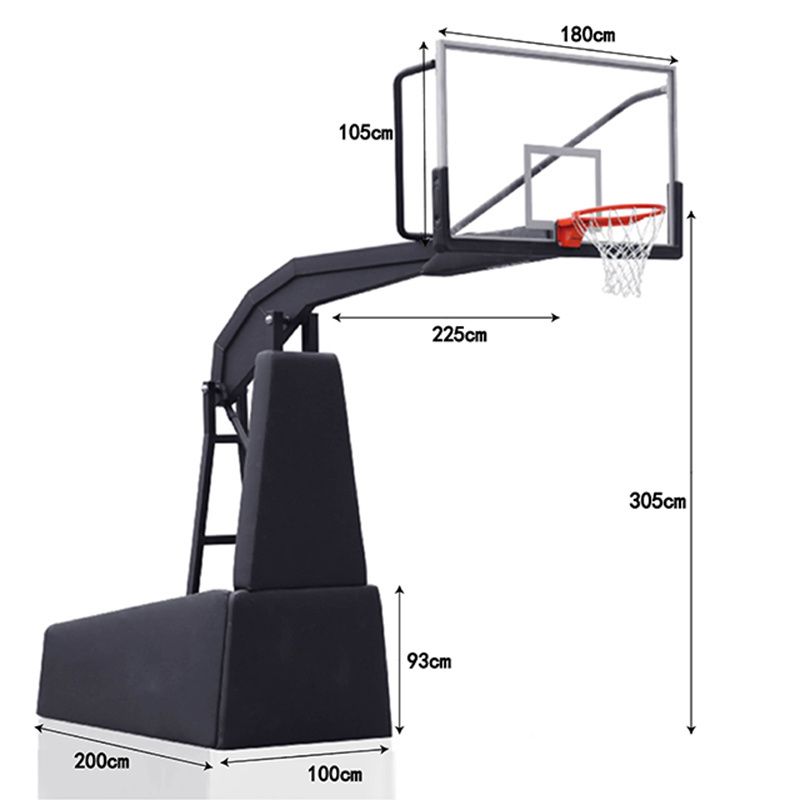 QuickdunK Highly Quality Basketball Stand Professional Basketball Backstop with Fiberglass Basketball Backboard