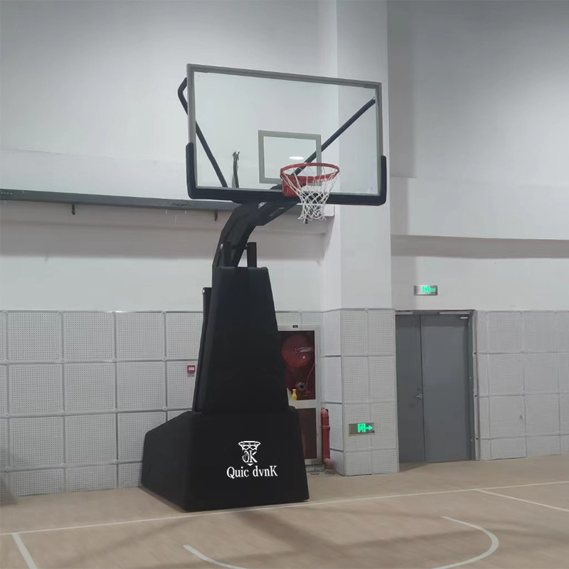 QuickdunK Highly Quality Basketball Stand Professional Basketball Backstop with Fiberglass Basketball Backboard