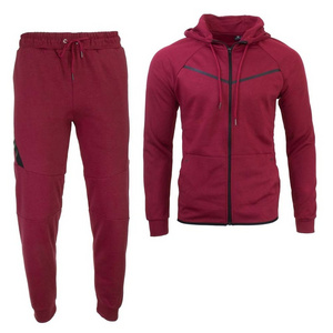 MAROON TECH FLEECE TAPED FULL-ZIP HOODIE AND PANTS TRACK SUIT SWEAT SUIT