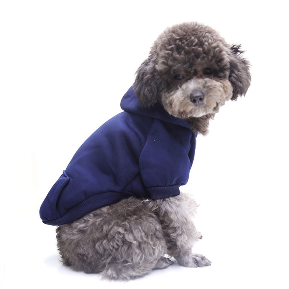 Dog Clothes Fall/Winter Sweater Denim Pocket Two Legged Dog Cat Hoodies Supplies Navy Blue L Pet Sweatshirts