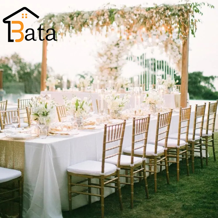 factory direct stackable metal gold weddings event banquet chiavari tiffany chair with cushion