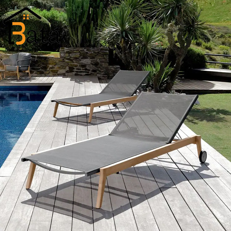 Outdoor Wood Waterproof Swimming Pool Sun Beach Lounger Balcony Garden Patio Sunbed