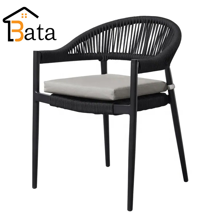 Parisian Bistro Indoor Outdoor Rattan Side 2 Chairs Bar Stool Dining Room Furniture Luxury 2023 Garden Aluminum Dining Table Set