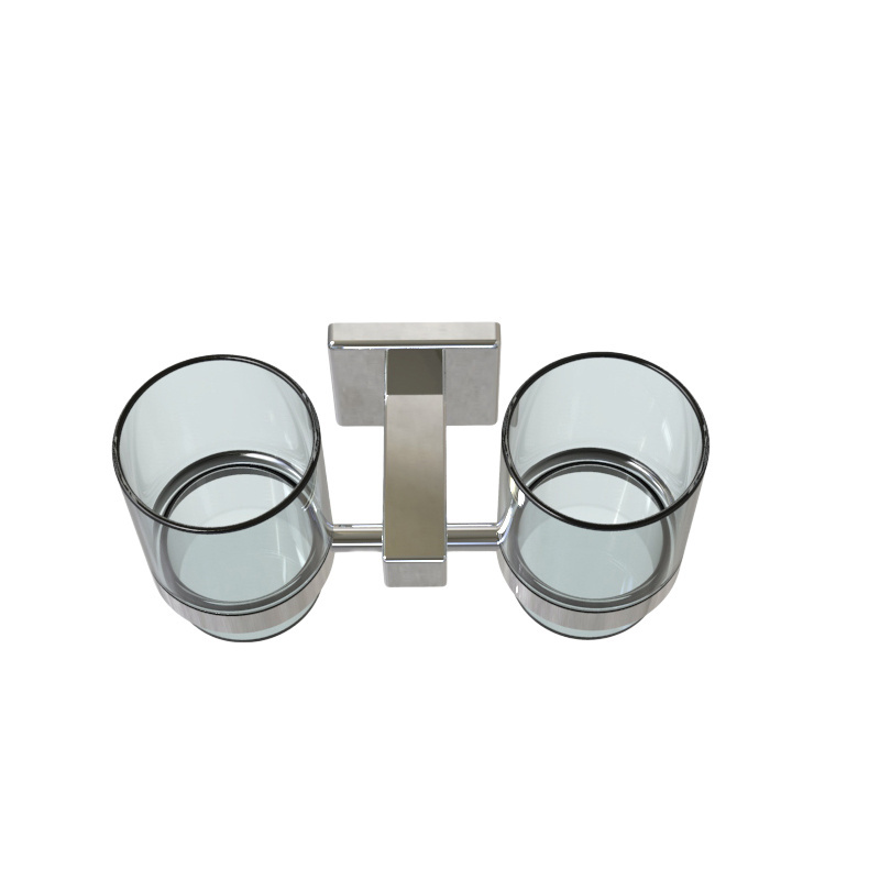 Bathroom accessories wall Stainless Steel 304 Double Mouthwash Cup tooth brush glass cup holder