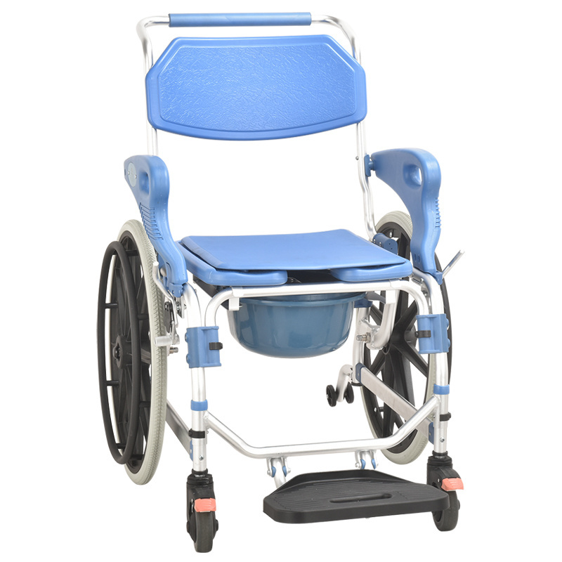 Folding camping toilet chair commode chair for elderly 4 in 1 bathroom shower chair commode wheelchair