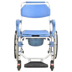 Folding camping toilet chair commode chair for elderly 4 in 1 bathroom shower chair commode wheelchair