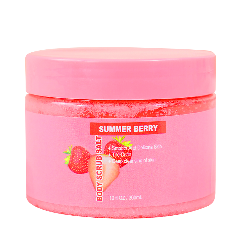 OEM Eco Friendly Mineral Spa Salt Scrub Face Scrub Natural Exfoliating Skin Whitening Orange Strawberry Coconut Body Scrub