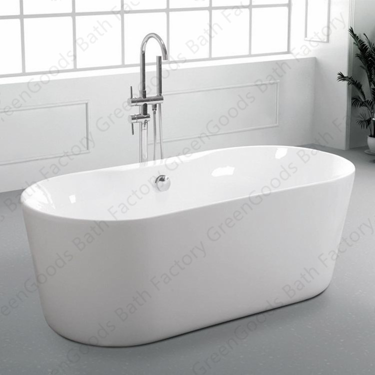 1.65 m Acrylic Freestanding Soaking Bathtub With Center Drain Assembly And Overflow