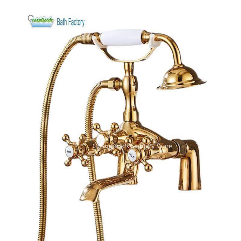 Freestanding Bath Tub Solid Brass Finish Mixer And Shower Faucet For Antique Bathtub